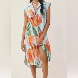 Maeve Watercolor Floral Midi Dress - Multicolor